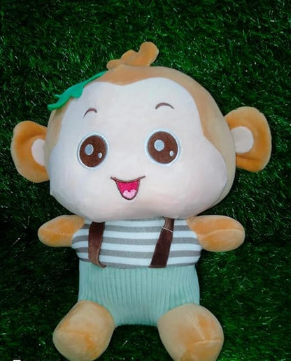 NATKHAT Monkey with Check Tee-Brown | Plush Toy for Kids | Cute Monkey with Check T-Shirt for Toddlers and Children/Soft Toys