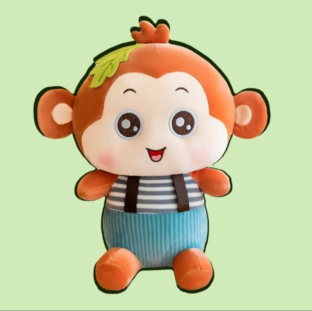 NATKHAT Monkey with Check Tee-Brown | Plush Toy for Kids | Cute Monkey with Check T-Shirt for Toddlers and Children/Soft Toys