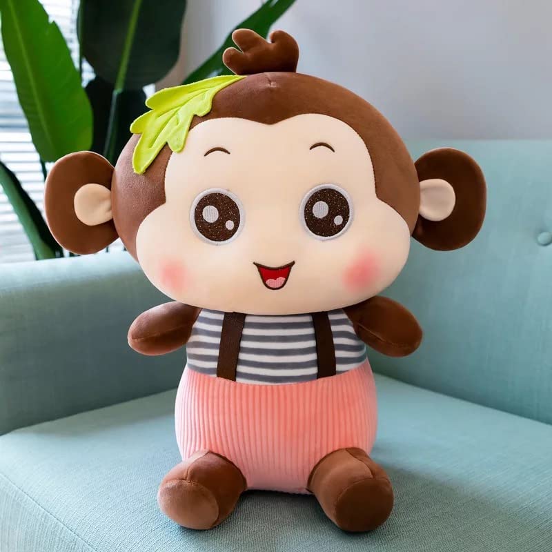 NATKHAT Monkey with Check Tee-Brown | Plush Toy for Kids | Cute Monkey with Check T-Shirt for Toddlers and Children/Soft Toys