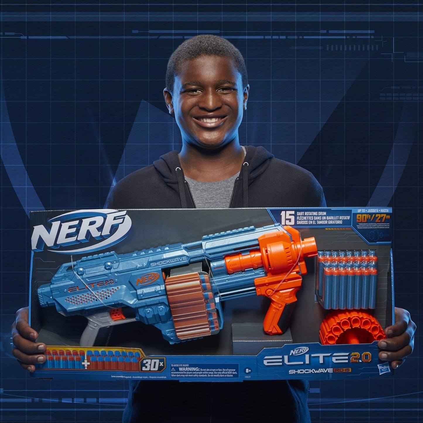 Nerf Elite 2.0 Shockwave RD 15 Blaster for kids 8Y+, Multicolour
