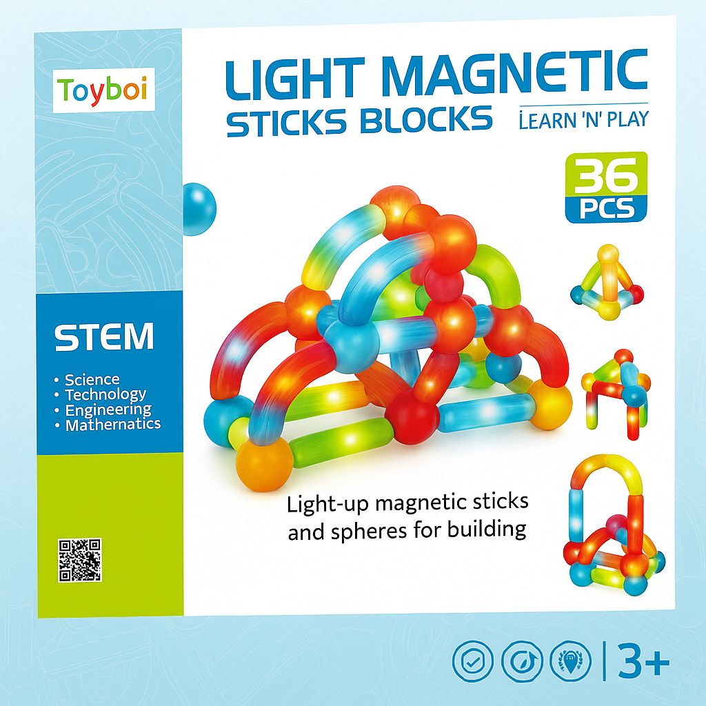 Light Magnetic Sticks Building Blocks 36 PCS-Multicolour
