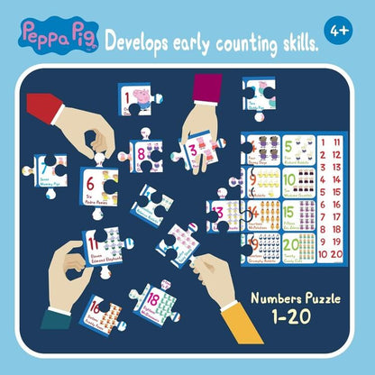 Funskool-Peppa Numbers Puzzle 1-20,Educational,60 Pieces,Puzzle,for 4 Year Old Kids and Above,Toy