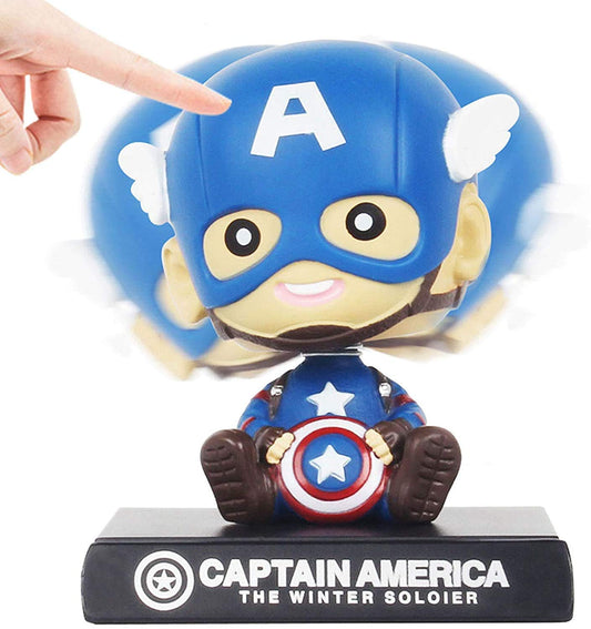daarva Car Dashboard and Home Decoration Accessories Captain America Bobble Shaking Head Avengers (12 Cms_Brown) Free : 3M Double Side Tape