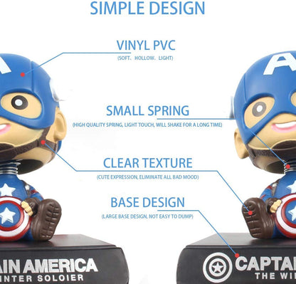 daarva Car Dashboard and Home Decoration Accessories Captain America Bobble Shaking Head Avengers (12 Cms_Brown) Free : 3M Double Side Tape