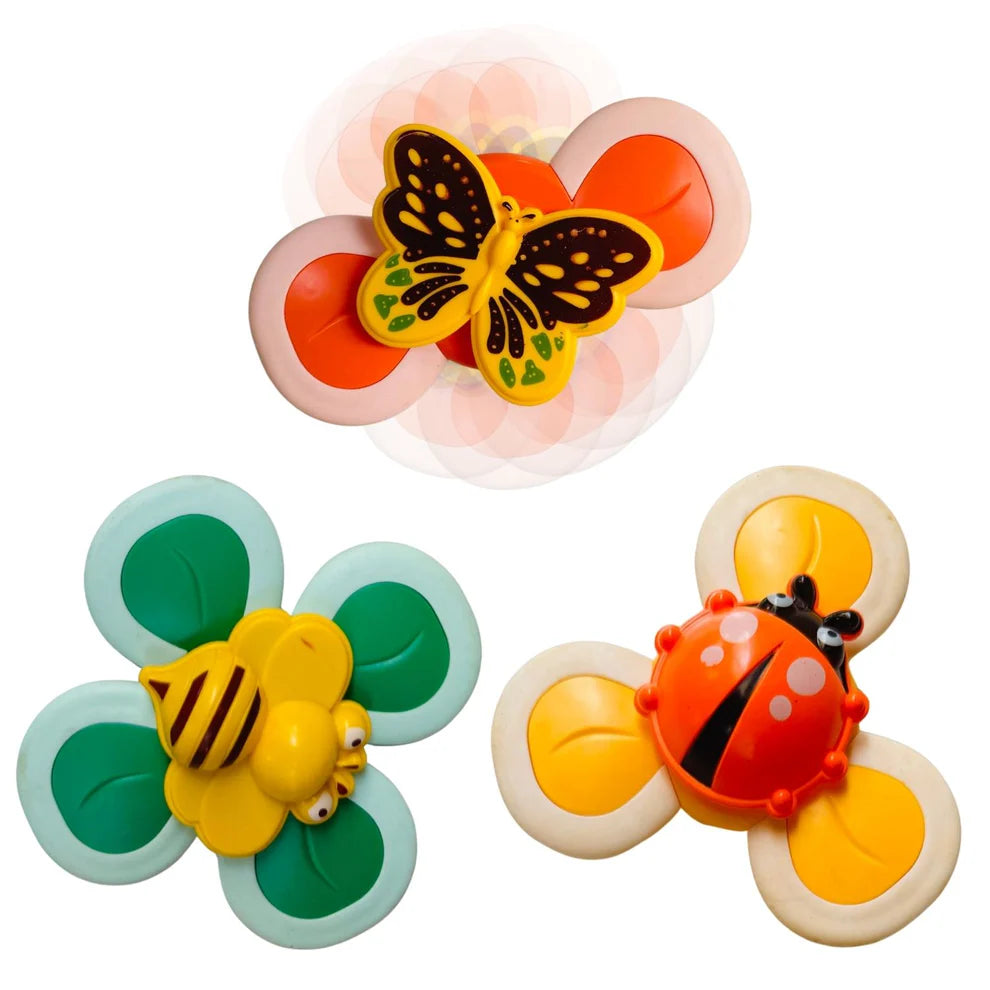 Sucker Spinner Toy Pack of 3 – Stress Relief Fidget Spinners with Suction Base for Kids & Adults - Multicolor