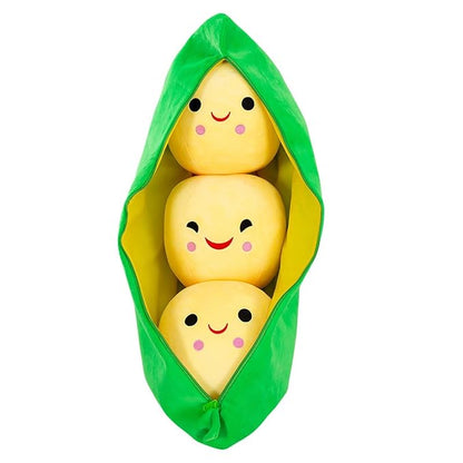 Pea Pod Plush Toy with 3 Removable Smiley Pea Balls 50cm