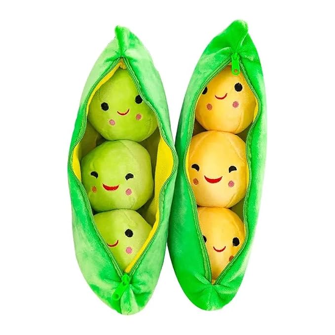 Pea Pod Plush Toy with 3 Removable Smiley Pea Balls 50cm