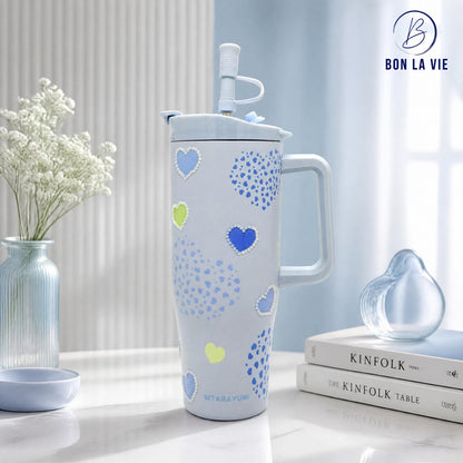 Sitarayuri Pearl Insulated Tumbler with Bow Charm and Handle 1200ml