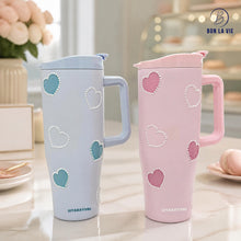 Love Heart Insulated Tumbler 1200ml with Straw