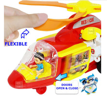 Large Friction-Powered Rescue and Police Helicopter Toy