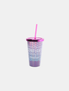 Mermaid Scale Iridescent Tumbler with Straw and Metallic Lid