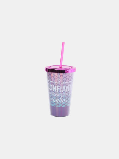 Mermaid Scale Iridescent Tumbler with Straw and Metallic Lid