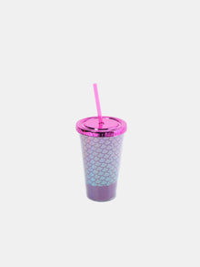 Mermaid Scale Iridescent Tumbler with Straw and Metallic Lid