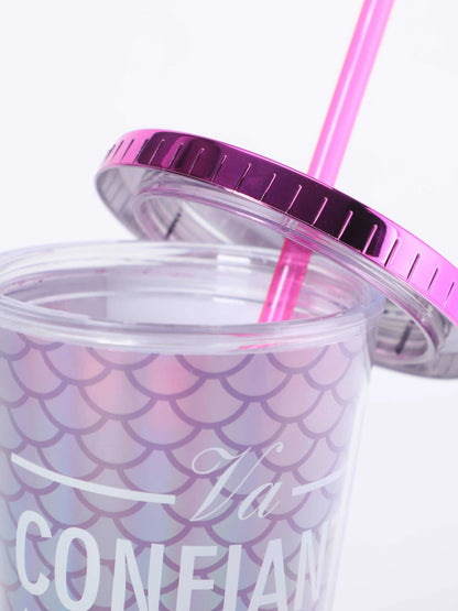 Mermaid Scale Iridescent Tumbler with Straw and Metallic Lid