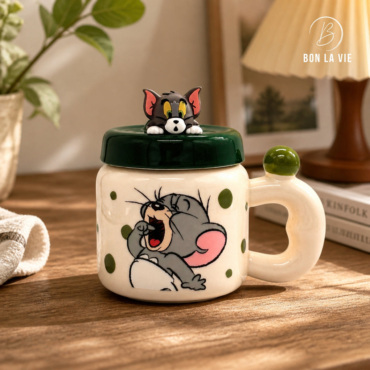 Tom and Jerry Ceramic Mug with Character Topper Lid