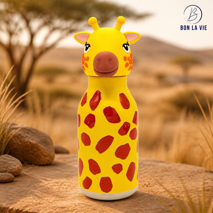 Cute Animal Insulated Bottle 450ml with Straw & Leak-Proof Lid