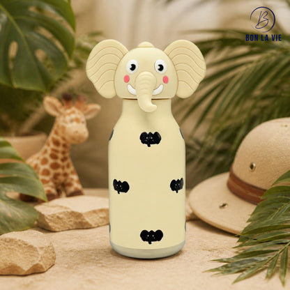 Cute Animal Insulated Bottle 450ml with Straw & Leak-Proof Lid