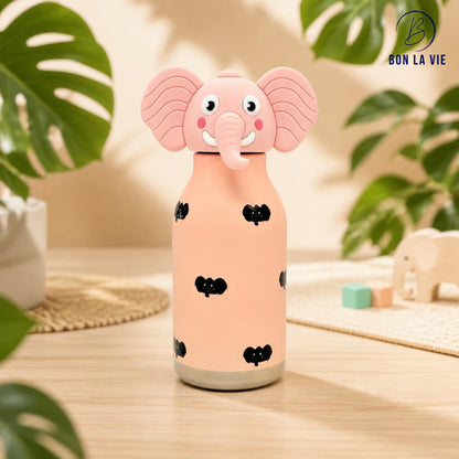 Cute Animal Insulated Bottle 450ml with Straw & Leak-Proof Lid