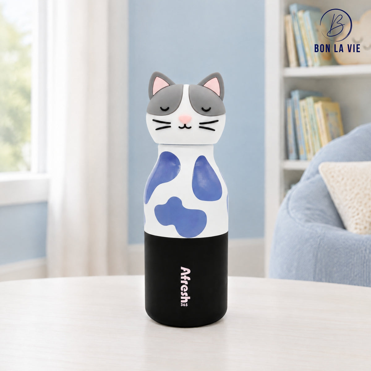 Cute Animal Insulated Bottle 450ml with Straw & Leak-Proof Lid