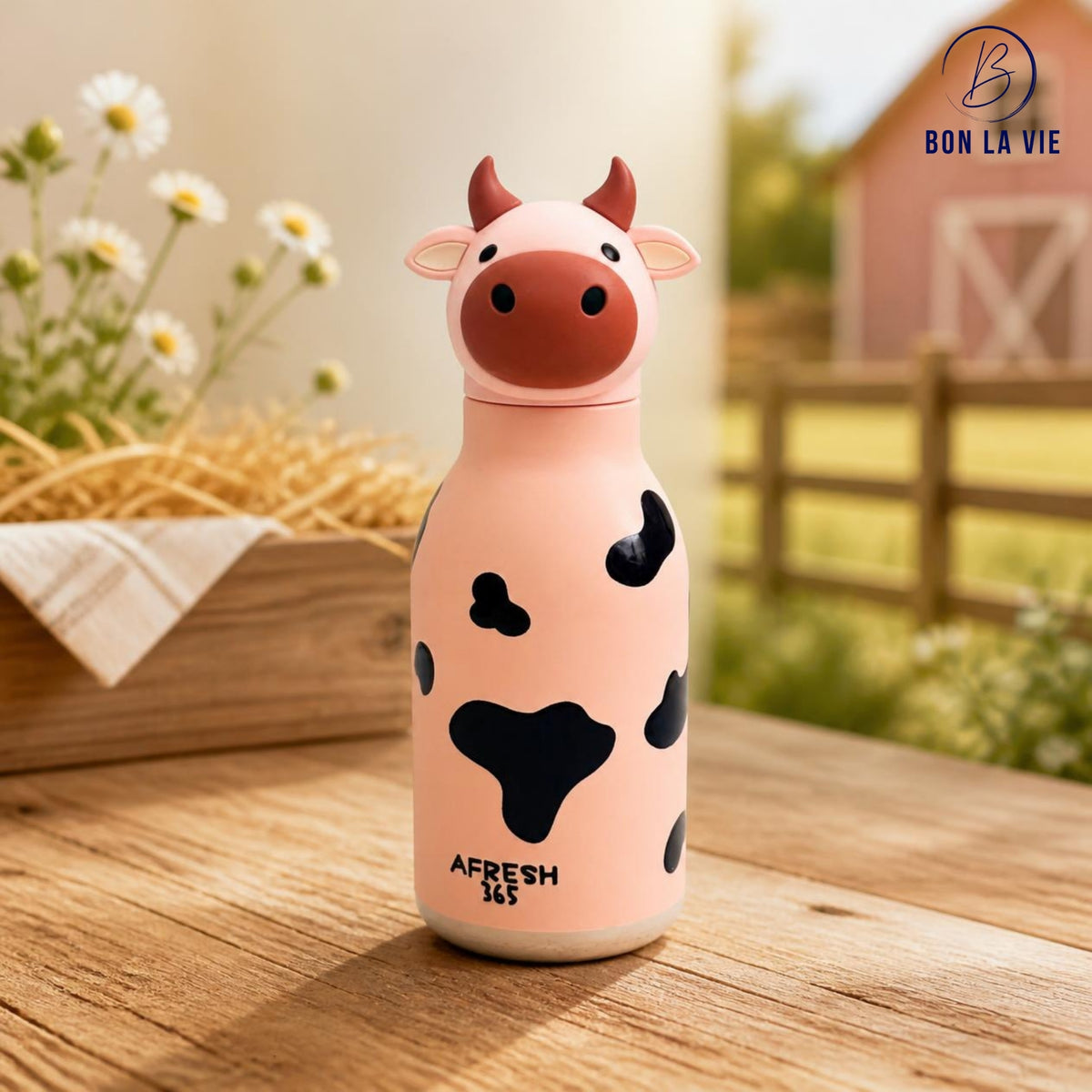 Cute Animal Insulated Bottle 450ml with Straw & Leak-Proof Lid