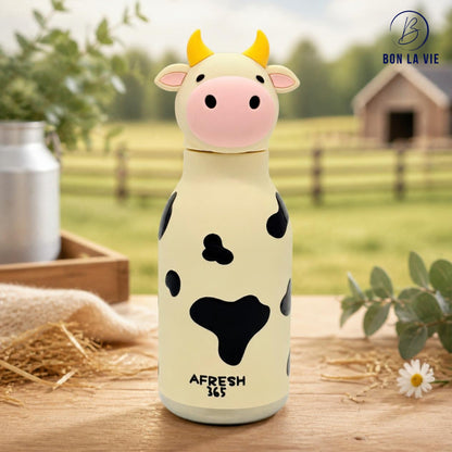 Cute Animal Insulated Bottle 450ml with Straw & Leak-Proof Lid