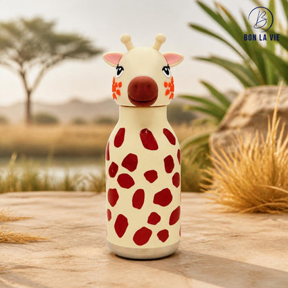 Cute Animal Insulated Bottle 450ml with Straw & Leak-Proof Lid
