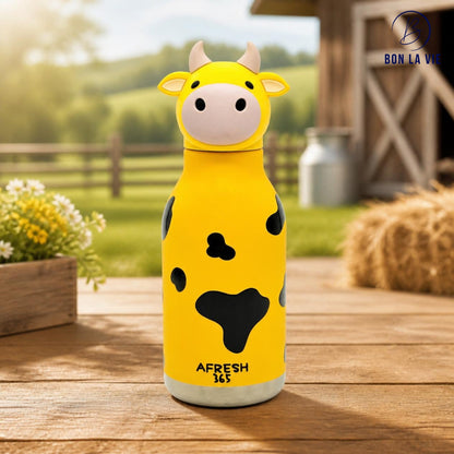 Cute Animal Insulated Bottle 450ml with Straw & Leak-Proof Lid