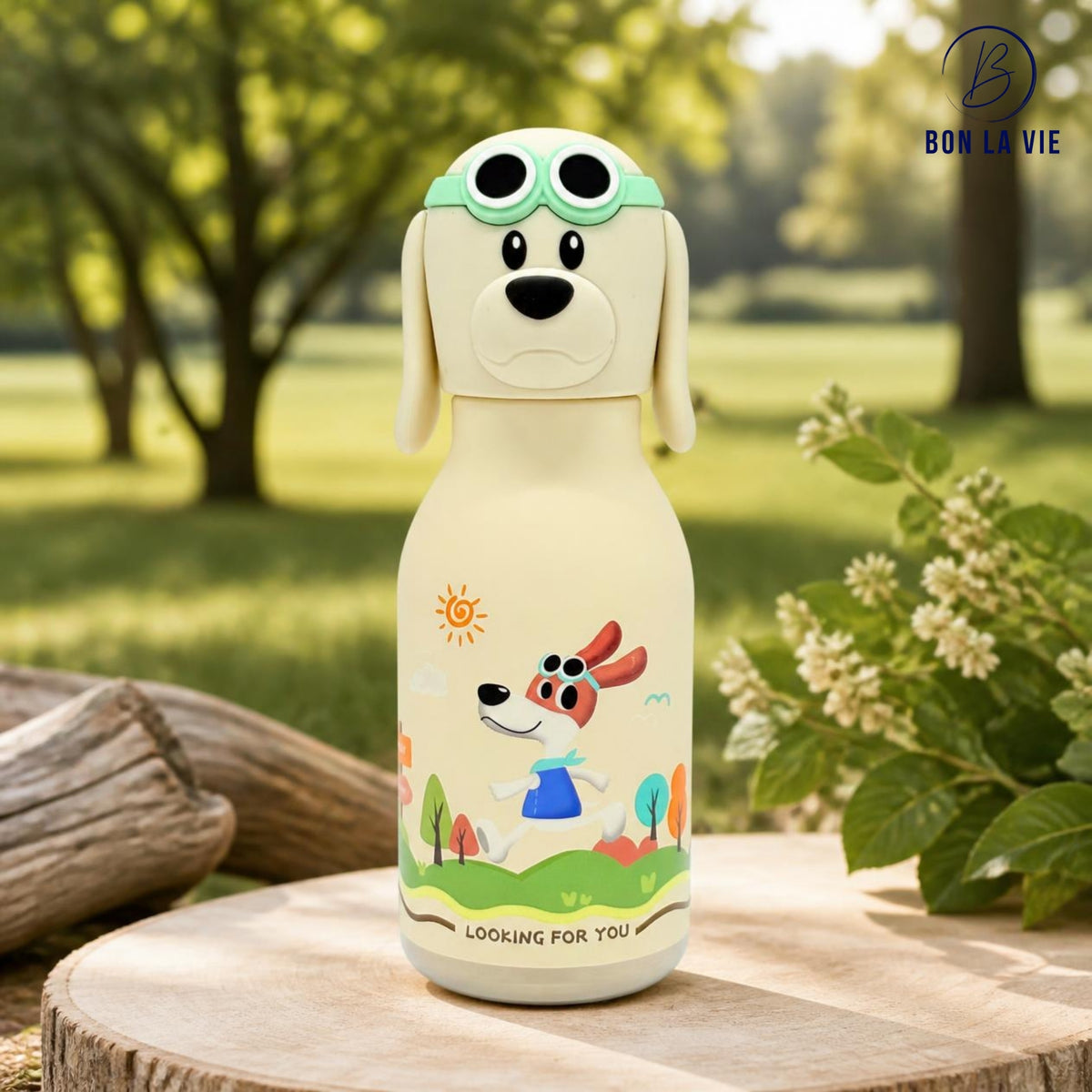 Cute Animal Insulated Bottle 450ml with Straw & Leak-Proof Lid