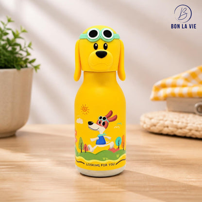 Cute Animal Insulated Bottle 450ml with Straw & Leak-Proof Lid