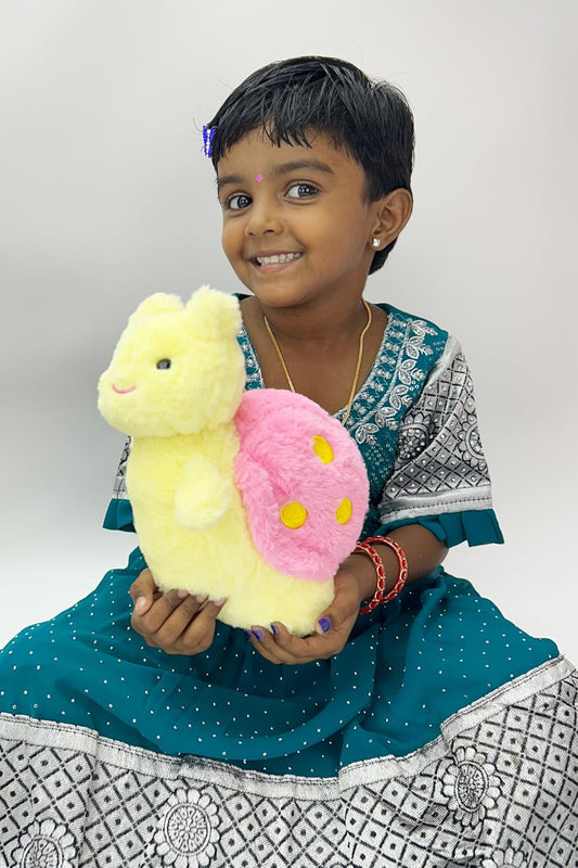 Cute Snail Soft Toy – 20cm Plush Stuffed Animal for Kids, Yellow with Pink Shell – Ultra-Soft Cuddly Toy for Girls, Babies & Gift Purposes