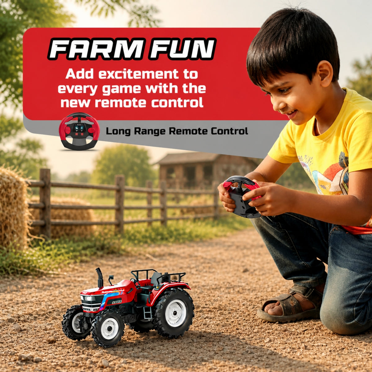 Mirana Officially Licensed Mahindra NOVO 605 RC Tractor with Smoke and Lights