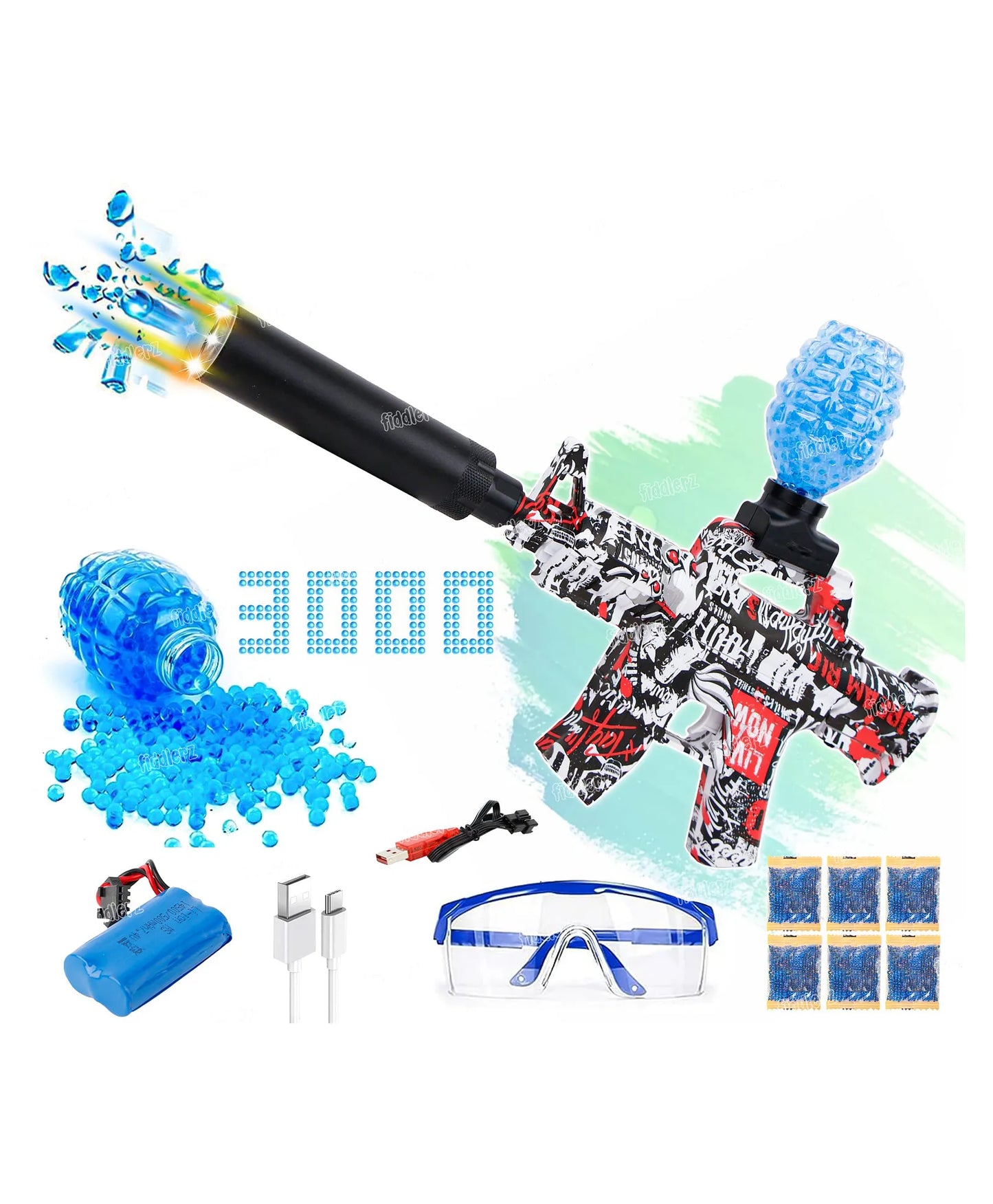 AUG Electric Gel Ball Blaster Water Gun 3000 Gel Beads