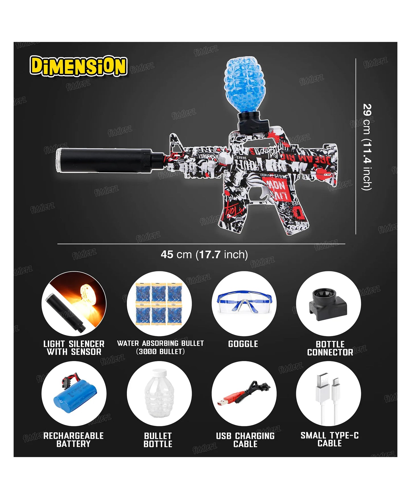 AUG Electric Gel Ball Blaster Water Gun 3000 Gel Beads