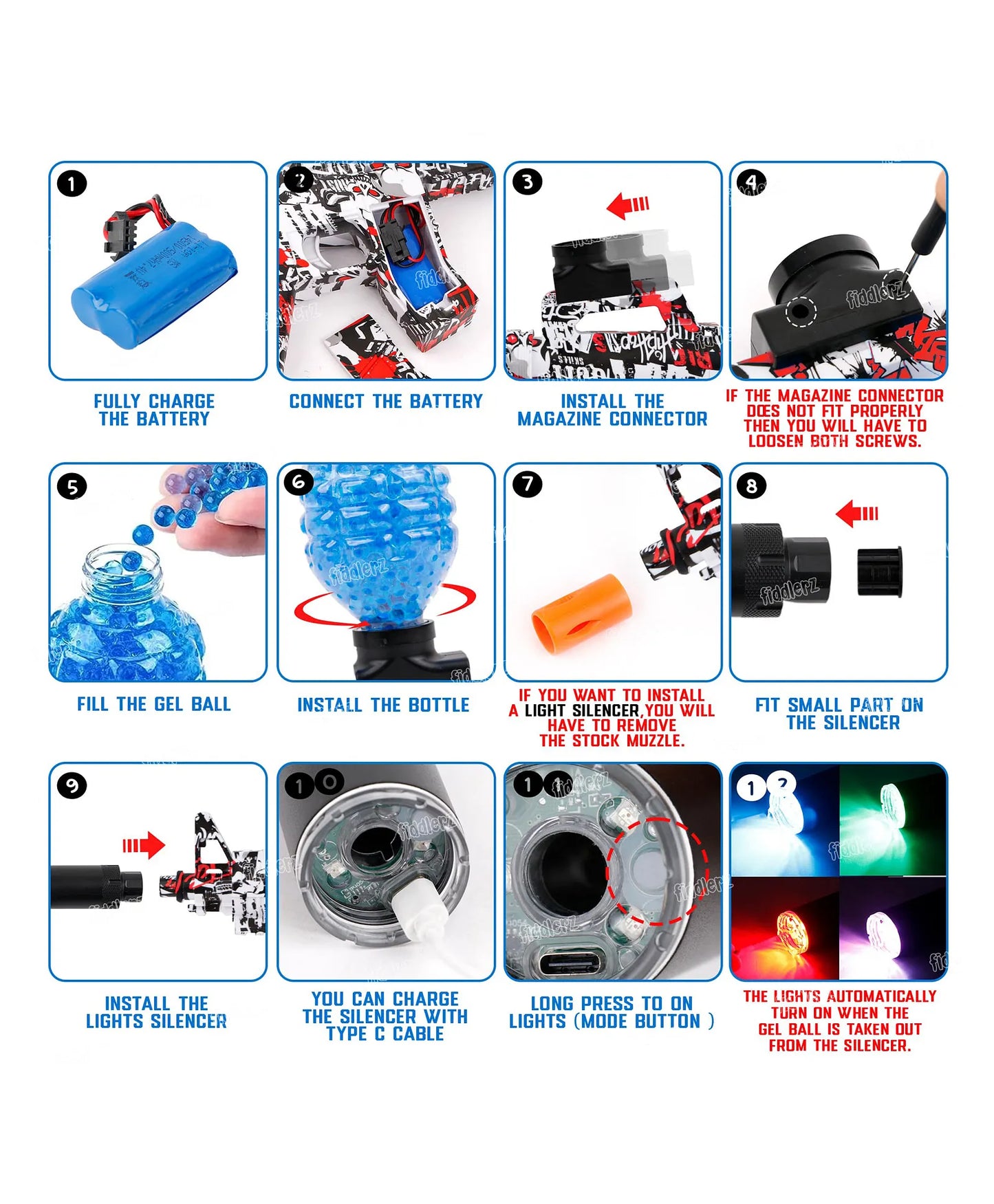 AUG Electric Gel Ball Blaster Water Gun 3000 Gel Beads