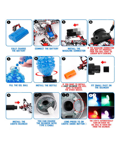 AUG Electric Gel Ball Blaster Water Gun 3000 Gel Beads