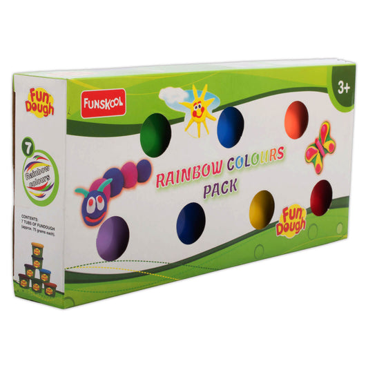 Funskool Fundough Rainbow Colours, 7 tubs of Dough, 75 grams each,Toys for Kids, Shaping, Sculpting, 3 Years and Above, Multicolour