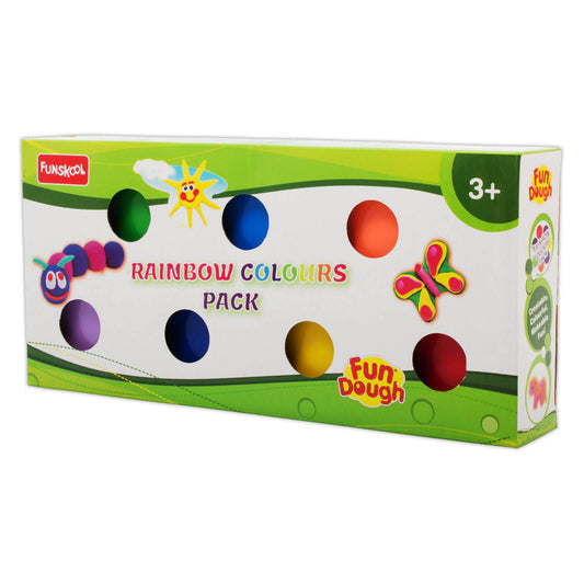 Funskool Fundough Rainbow Colours, 7 tubs of Dough, 75 grams each,Toys for Kids, Shaping, Sculpting, 3 Years and Above, Multicolour