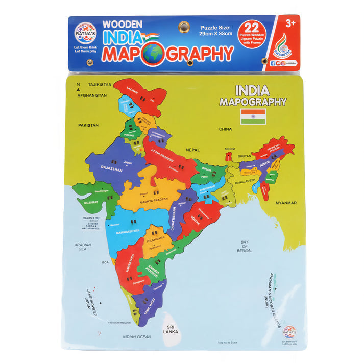Ratna's Wooden India Map Puzzle 22 Pieces