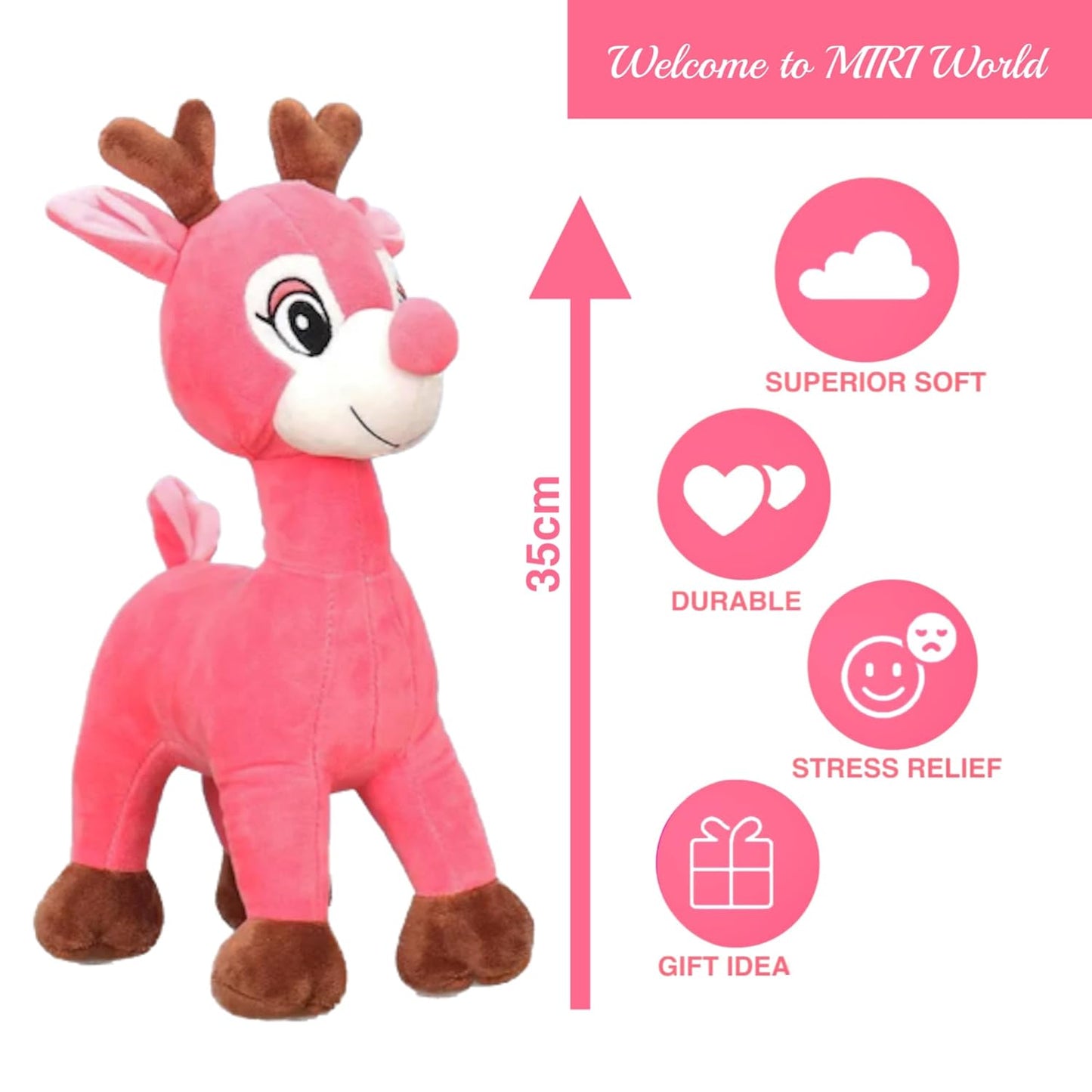 Pink Running Deer Soft Plush Toy – 35cm