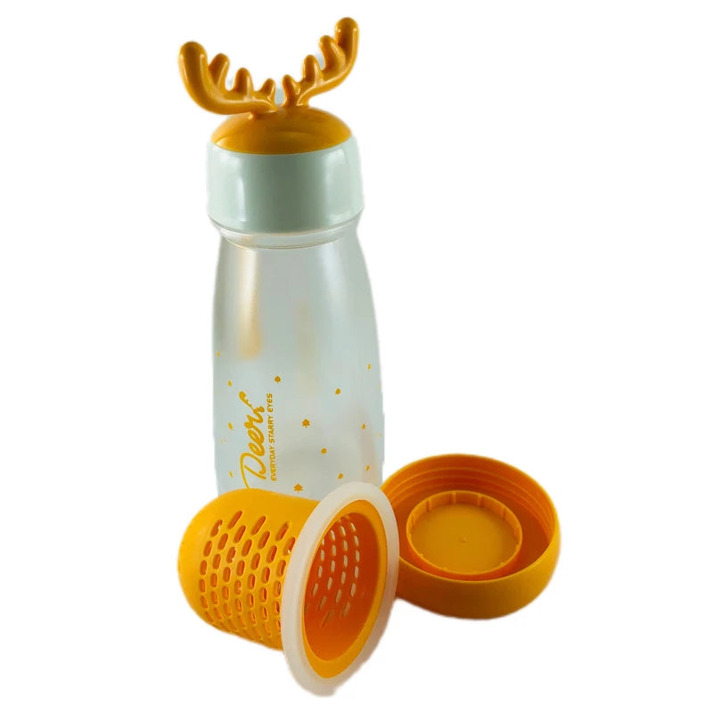 Reindeer Antler Plastic Water Bottle with Tea Infuser - 300ml