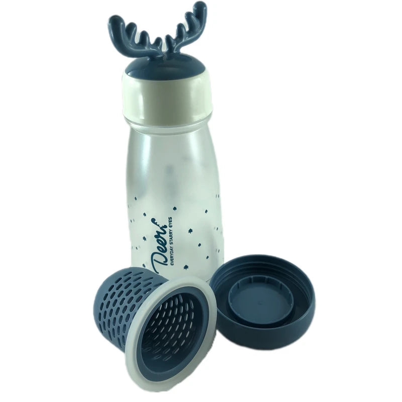 Reindeer Antler Plastic Water Bottle with Tea Infuser - 300ml