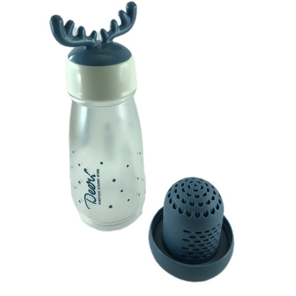 Reindeer Antler Plastic Water Bottle with Tea Infuser - 300ml