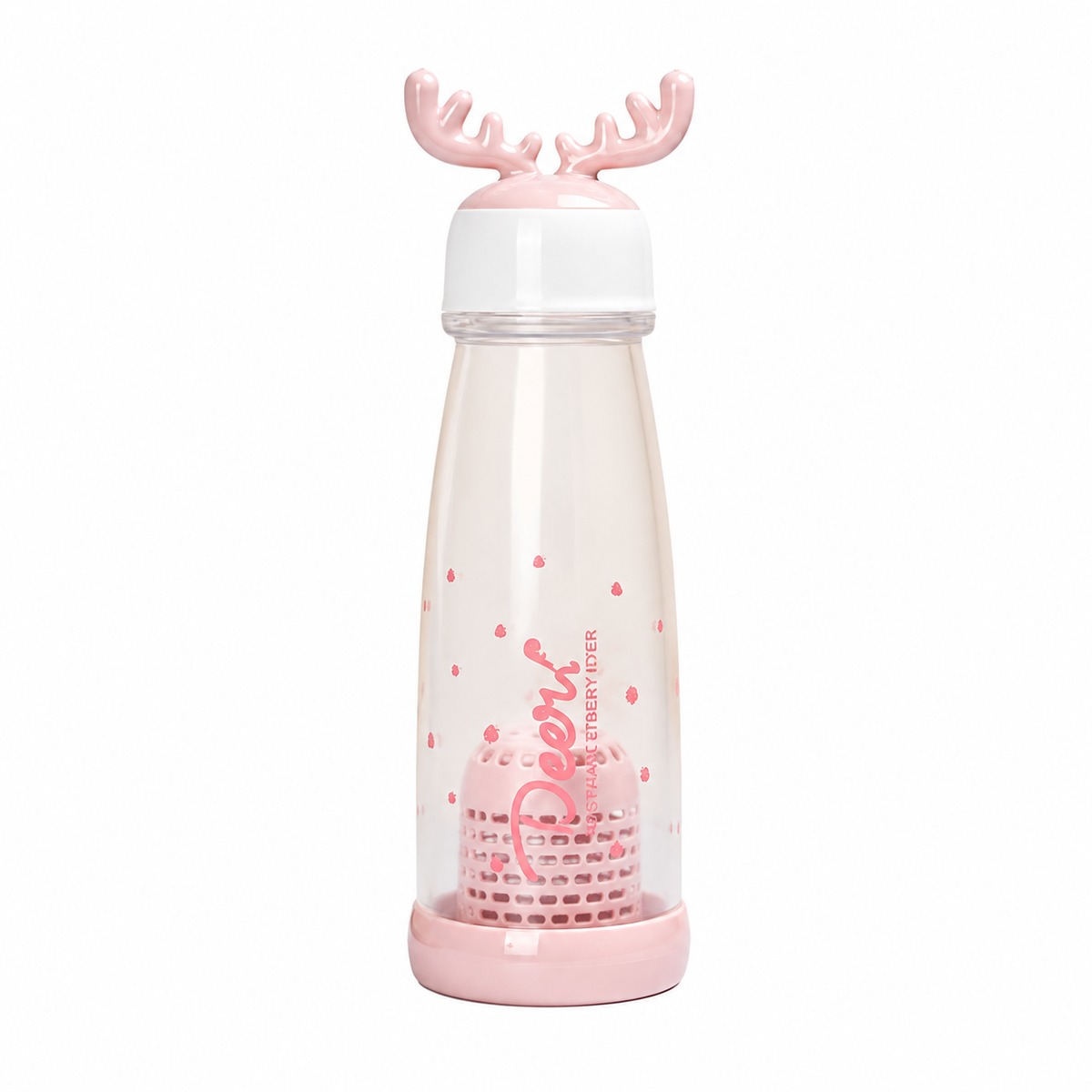 Reindeer Antler Plastic Water Bottle with Tea Infuser - 300ml