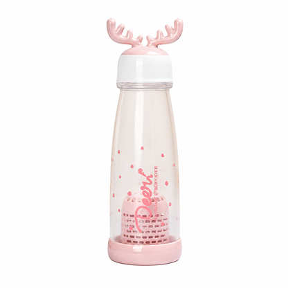 Reindeer Antler Plastic Water Bottle with Tea Infuser - 300ml
