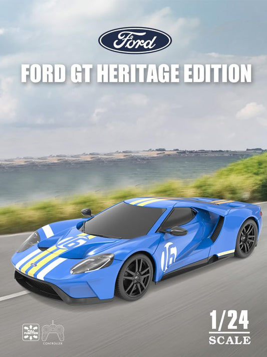 Vinie Remote Control Car for Boys, RC Cars Ford GT Heritage Edition, 1:24 Scale Officially Licensed Kids Toys, Race Car with Cool Led Lights, 4 5 6 7 8 9 10 11 12 Year Old Boy Birthday Gift (Blue)