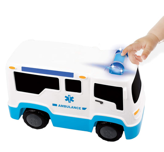 Giggles Funskool, Rescue Ambulance, Multicolour Vehicle with Lights and Sounds, Develops Motor Skills, 12 Months & Above, Infant and Preschool Toys