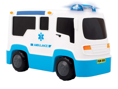 Giggles Funskool, Rescue Ambulance, Multicolour Vehicle with Lights and Sounds, Develops Motor Skills, 12 Months & Above, Infant and Preschool Toys