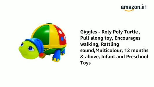 Funskool Giggles - Roly Poly Turtle , Pull along toy, Encourages walking, Rattling sound,Multicolour, 12 months & above, Infant and Preschool Toys