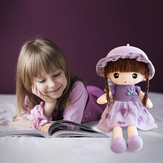 Tickles Princess Doll with Hat Soft Stuffed Plush Toy for Kids Girls Birthday Gift (Color: Purple Size: 45 cm)
