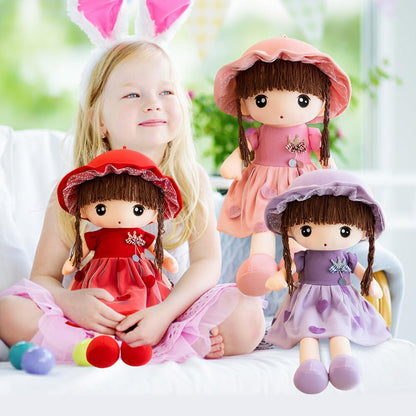 Tickles Princess Doll with Hat Soft Stuffed Plush Toy for Kids Girls Birthday Gift (Color: Purple Size: 45 cm)